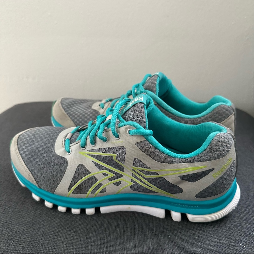 REEBOK Sublite Duo Charcoal Grey/aqua Teal Running Shoes Womens Size 8.5